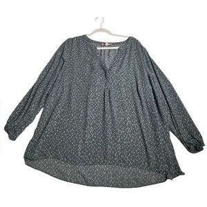 Philosophy Woman Gray Abstract‎ Print Blouse 2X